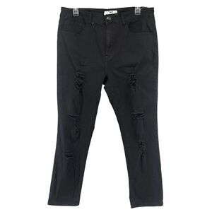American Quality Denim Women’s Black High Rise Distressed Skinny Jeans Size 18